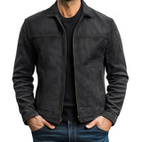 Bikerjacke Herren Slim Fit in Schwarz