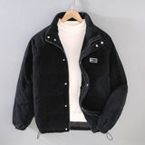 Asshh | Wattierte Jacke aus Cord in Tiefschwarz