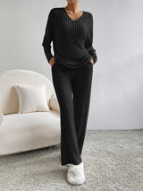 Damen Pullover Set mit weiter Hose Annabelle in Schwarz