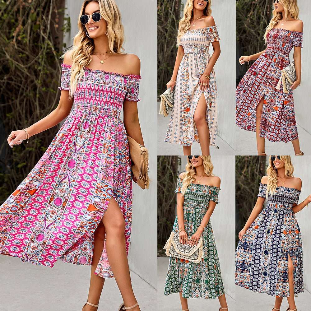 Amanda – Boho Kleid mit Blumenborte