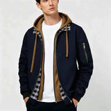 Bomberjacke Herren Mit Kapuze in Marineblau