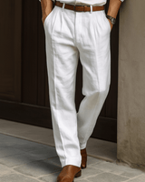 Bundfaltenhose Herren Regular Fit elegant in Weiß