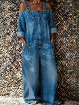 Bo | Denim Overall Jumpsuit mit Schulterriemen in Blau