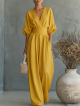 Ainslee - weicher, weit geschnittener Jumpsuit in Gelb