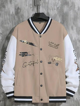Coli | Collegejacke mit Hipster-Buchstabenmuster in Khaki