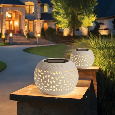 SunHollow Light – 2 Stück Solar-Tischlampen mit Ausgehöhltem Design