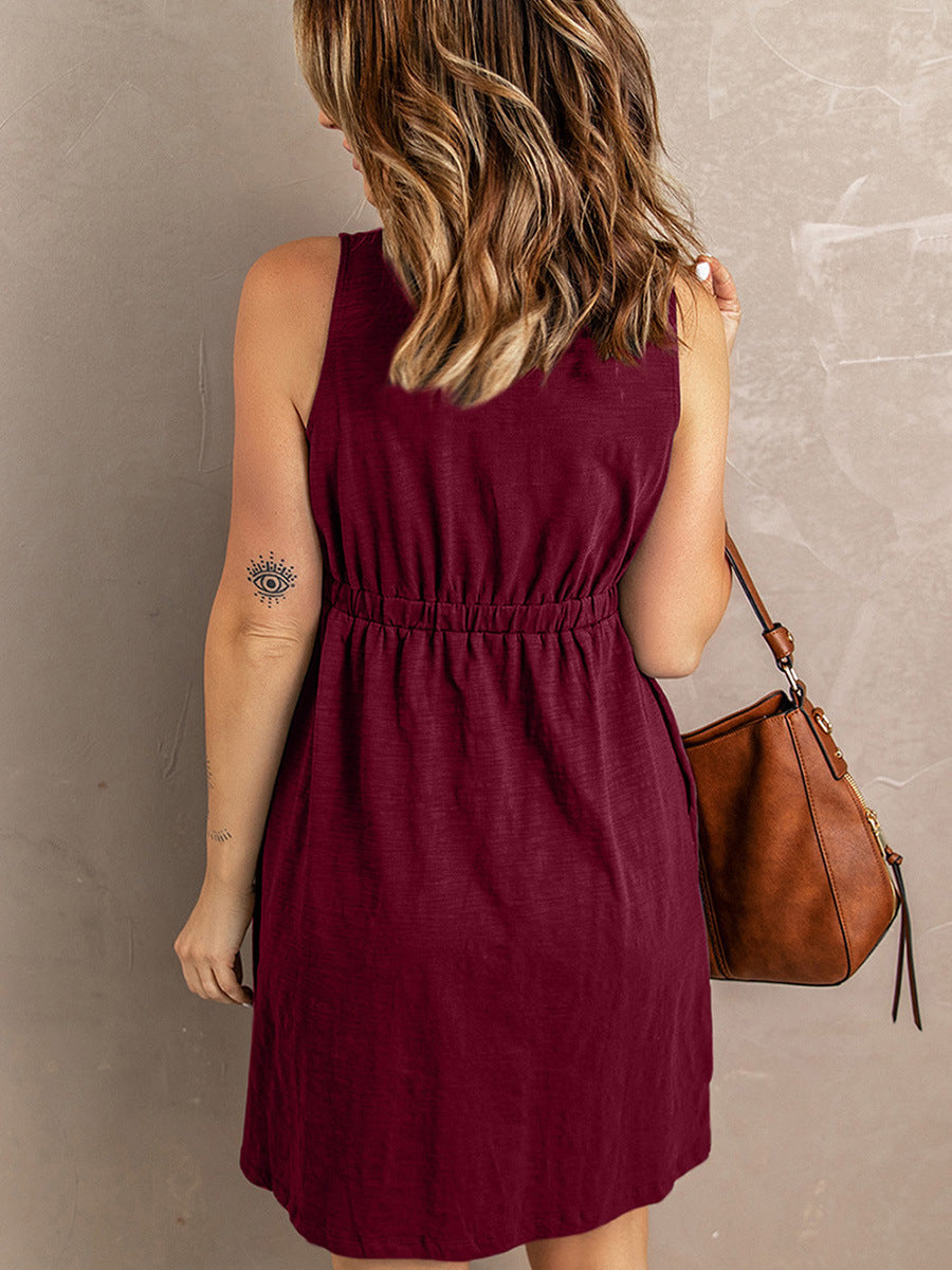 Lucasta - Ärmelloses Baumwollkleid mit Knopfleiste