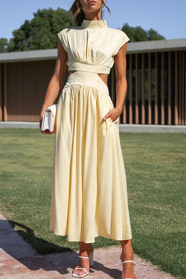 Quincy | Midi-Kleid mit Cut-Out und Taschen