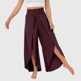 Magdalena | Damen Weit geschnittene Boho-Hose mit Schlitzdesign in Braun