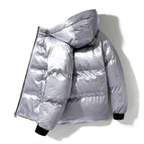 Steppjacke mit Kapuze in Vinyloptik für Männer - Lanuz in Grau