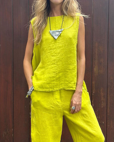 Sheila™ - Lässiges einfarbiges ärmelloses Top & Hose Zweiteiliges Set