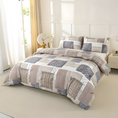 CozyNest Duvet Set - Gemütliches & Atmungsaktives Patchwork-Bettbezugsset