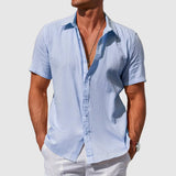 Caius | Herren Kurzarmhemd Regular Fit Freizeithemd in Hellblau