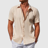 Caius | Herren Kurzarmhemd Regular Fit Freizeithemd in Beige