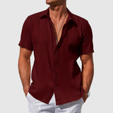 Caius | Herren Kurzarmhemd Regular Fit Freizeithemd in Dunkelrot