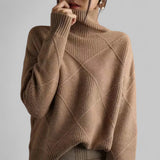 Susanne | Rollkragen Locker Geschnittener Pullover für Damen in Kamel