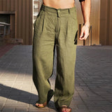 Casimir | Herren Weite Hose Falten Entspannte Passform in Oliv