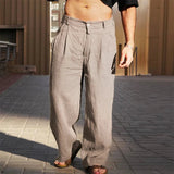 Casimir | Herren Weite Hose Falten Entspannte Passform in Khaki