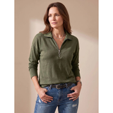 Catrina | Damen Pullover mit Kragen und Halb Zip in Grun