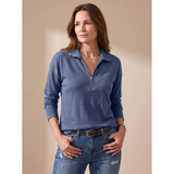 Catrina | Damen Pullover mit Kragen und Halb Zip in Blau