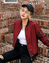 Kurze Bomberjacke für Damen mit Satin-Optik – Vianne in Braun