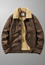 Herrenjacke in Wildlederoptik mit Futter in Lammfelloptik – Bruno in Kaffee