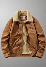 Herrenjacke in Wildlederoptik mit Futter in Lammfelloptik – Bruno in Khaki