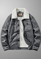 Herrenjacke in Wildlederoptik mit Futter in Lammfelloptik – Bruno in Grau