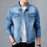 Herren-Jeansjacke im Washed-Look mit Pattentaschen – Armand in Blau