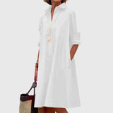 Oshadi - Elegantes Mini Kleid Mit Tasche in Weiß