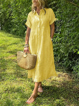 Corinne – Elegantes Damen Hemdblusenkleid in Yellow