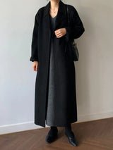 Payper | Langer Wollmantel für Damen in Schwarz