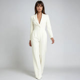 Bettina | Damen Eleganter Jumpsuit V-Ausschnitt Weite Beine – Jumpsuit Elegant 2026 in Weiß