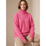 Constanze | Damen Rollkragenpullover mit Langarm  Bündchen in Rosa
