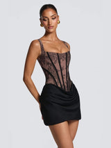 Corsagen Minikleid Figurbetont Elegant in Schwarz