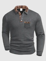 Crispin | Herren Langarm Poloshirt mit Karokragen in Grau