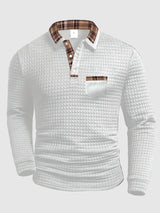 Crispin | Herren Langarm Poloshirt mit Karokragen in Weiß