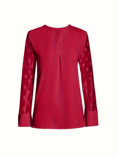 Amalia - Strickbluse Damen V-Ausschnitt Knopfleiste