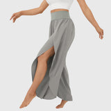 Magdalena | Damen Weit geschnittene Boho-Hose mit Schlitzdesign in Grau