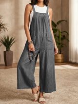 Solmira | Lässiger Denim-Jumpsuit mit Trägern in Dunkelgrau
