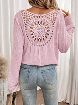 Logan - Elegantes Waffel-V-Ausschnitt-Shirt in Rosa