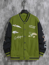 Coli | Collegejacke mit Hipster-Buchstabenmuster in Armeegrün