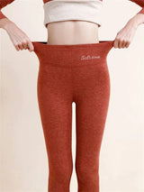 Evelyn's Fleece-gefütterte Schlankmachende Leggings in Ahorn Rot