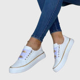 Anna | Damen Frühlings Lässige Samt Schnürsneaker in Weiß