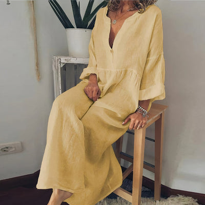 Wioletta - Leinenblusenkleid Damen Elegant