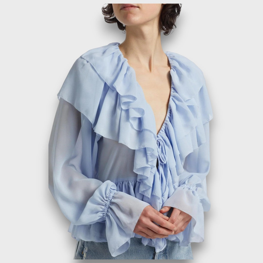 Elorie – Verspielte Volantbluse mit Retro-Flair