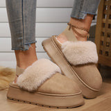 Damen Plateau Clogs mit Kunstfellfutter - Amaris in Khaki