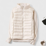 Dagmar | Damen Kurze Steppweste im Puffer Stil in Weiß