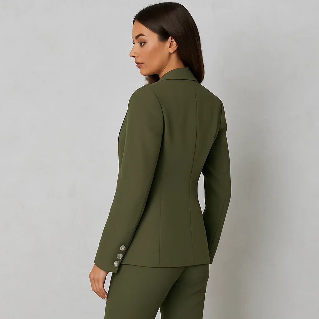 Damen Anzug Set Zweireihig Slim Fit Blazer & Hose