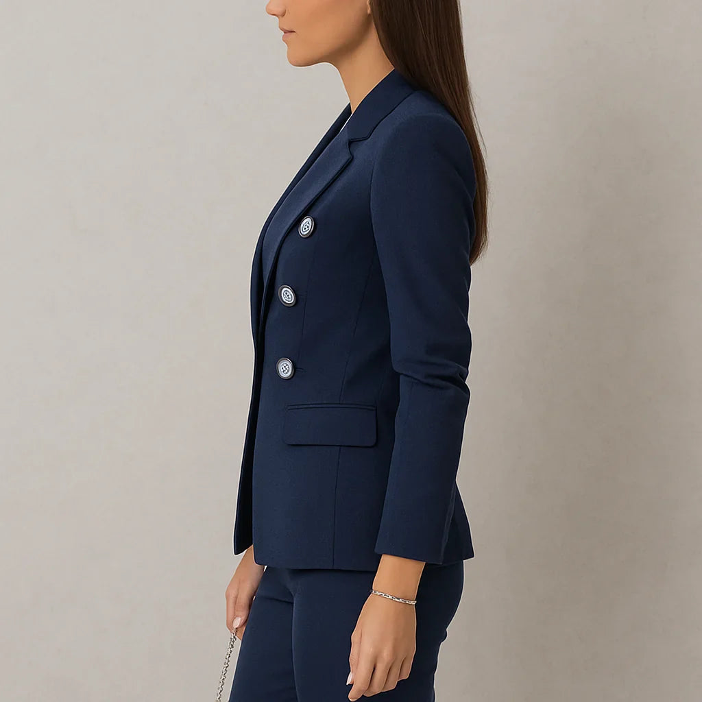 Damen Anzug Set Zweireihig Slim Fit Blazer & Hose